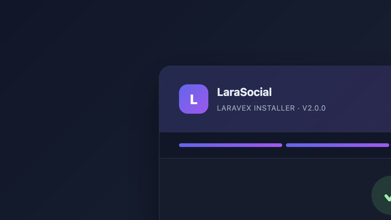 LaraSocial installer completion screen