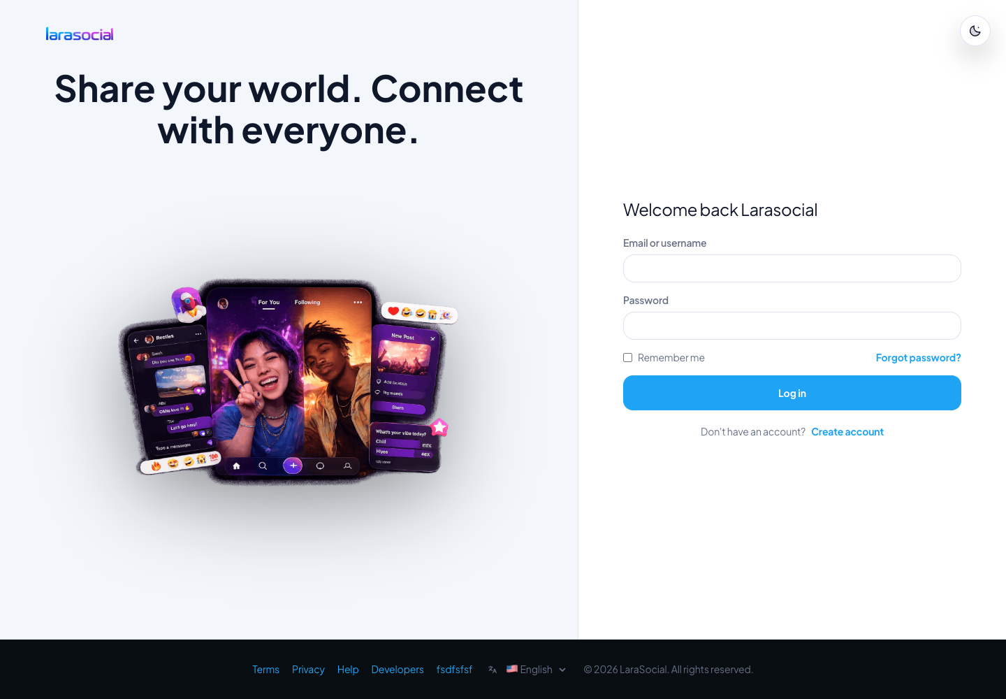 Login page