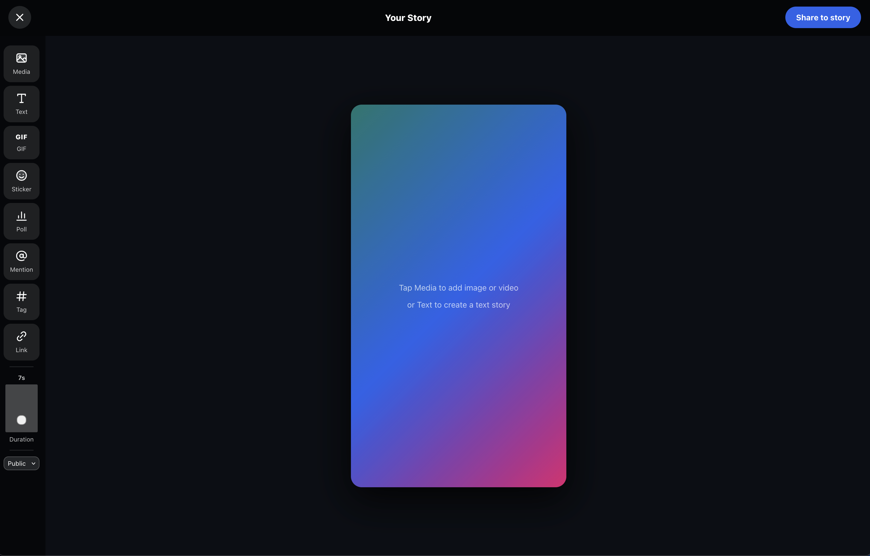 LaraSocial story creation editor